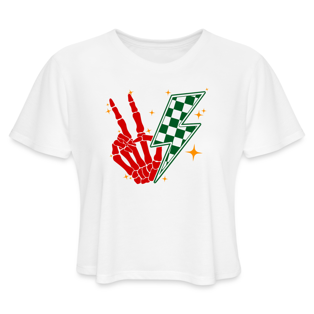 Peace Punk Cropped Tee - white