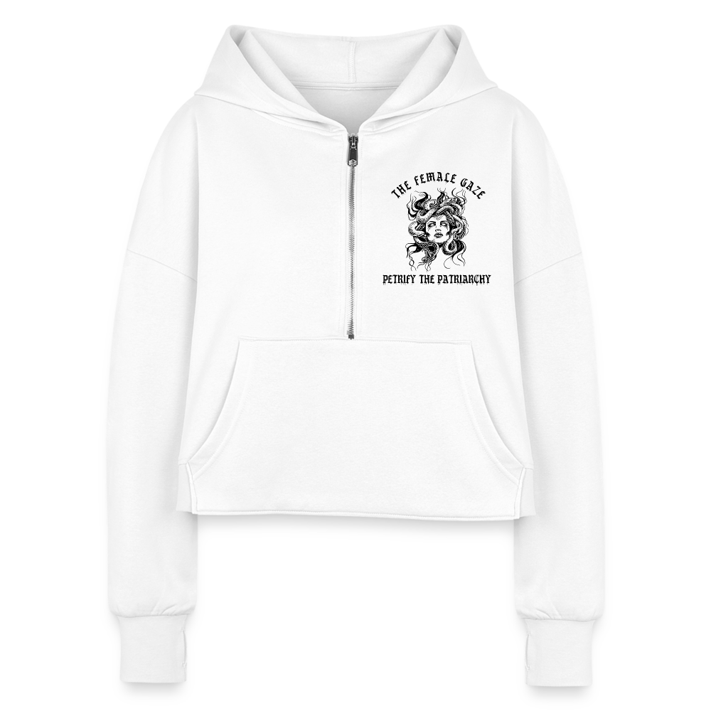 Petrify The Patriarchy Cropped Hoodie - white