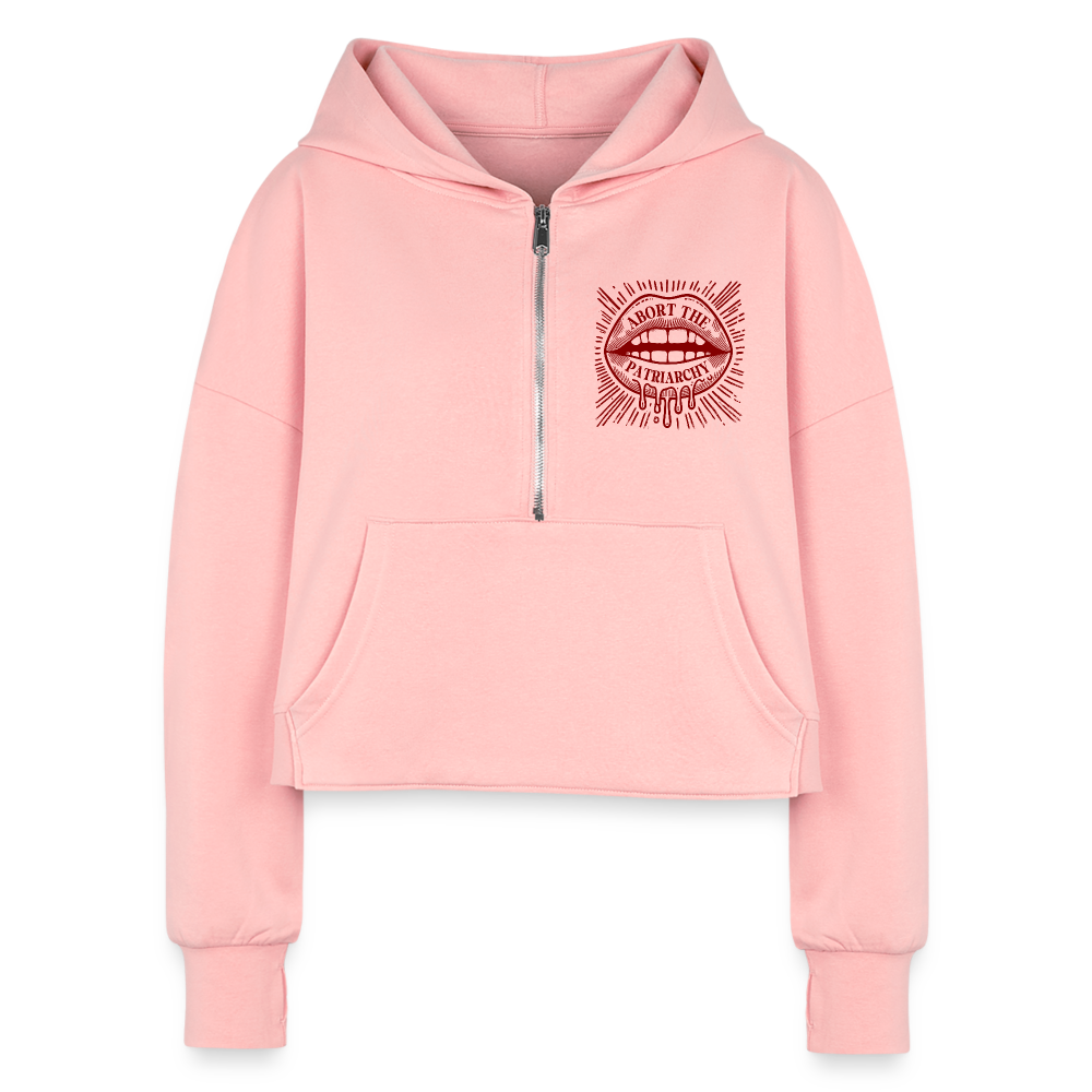 Abort The Patriarchy Cropped Hoodie - light pink