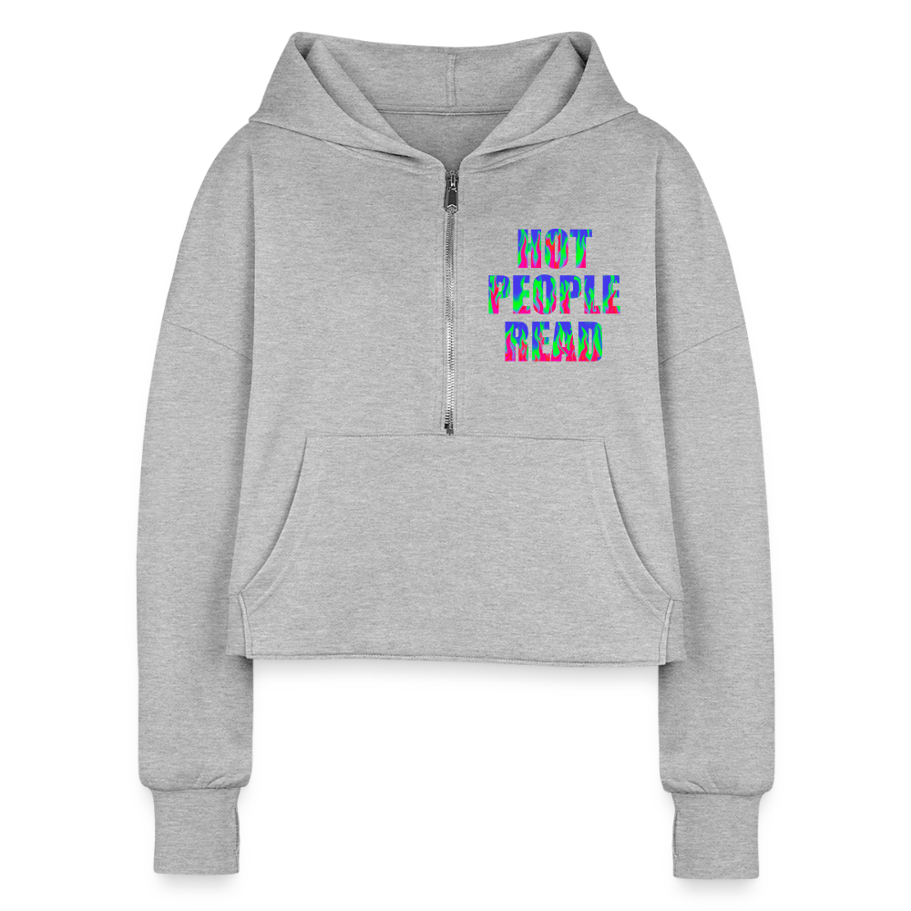 Hot People Read Cropped Hoodie - heather gray