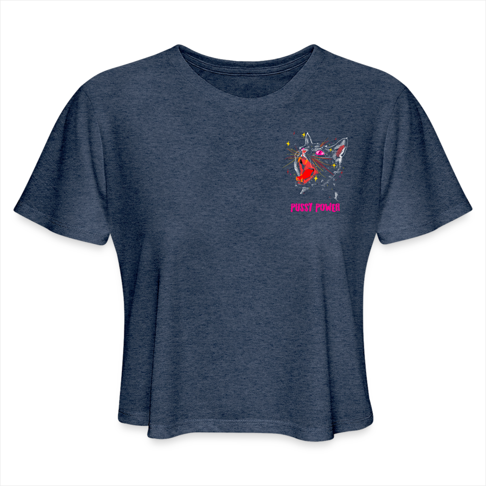 Pussy Power Cropped Tee - heather navy