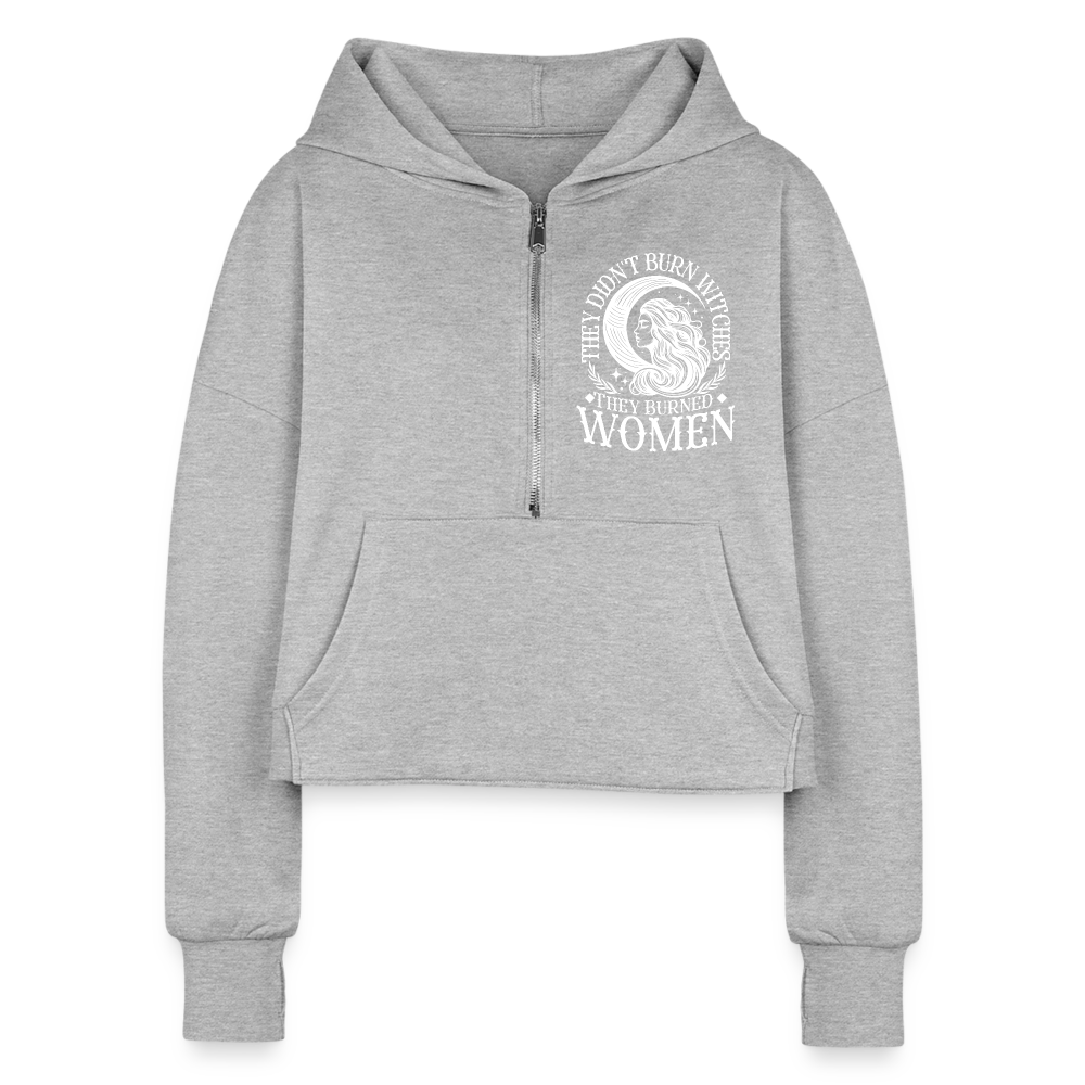 They Didn't Burn Withes... Cropped Hoodie - heather gray