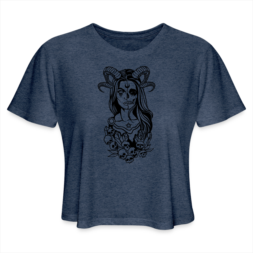 Women's Cropped T-Shirt - heather navy
