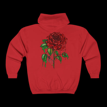 Dripping Rose (lrg back)  Unisex Full Zip Hoodie