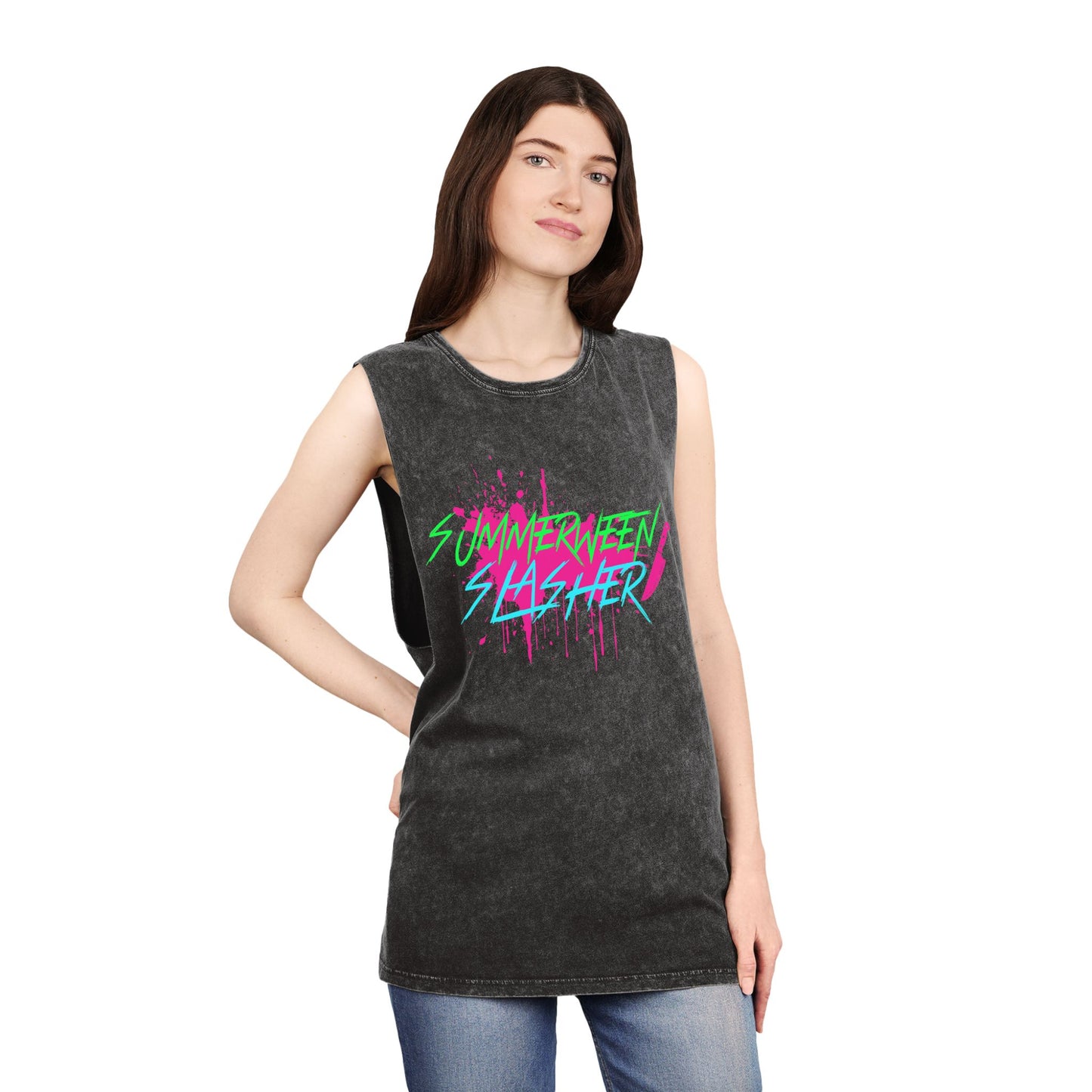 Summerween Slasher Unisex Stonewash Tank