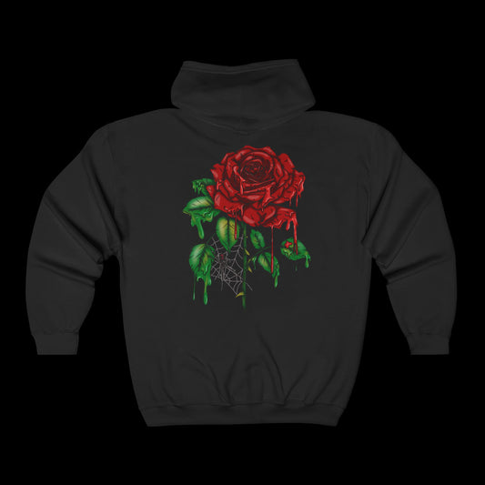 Dripping Rose (lrg back)  Unisex Full Zip Hoodie