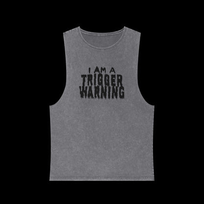 Trigger Warning Unisex Stonewash Tank
