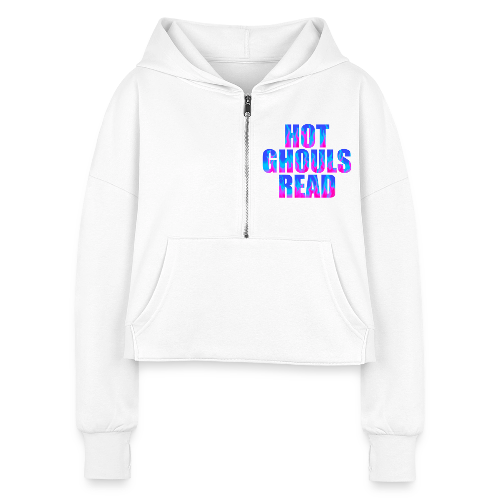 Hot GHOULS Read Cropped Hoodie - white