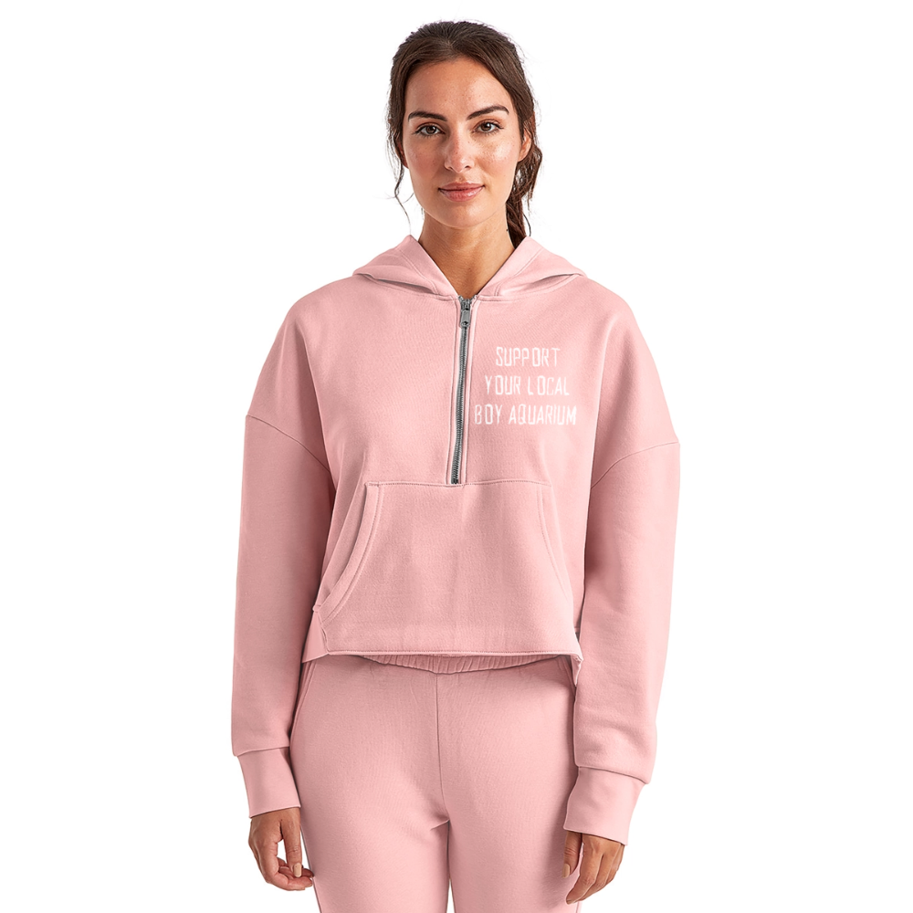 Support Your Local Boy Aquarium Cropped Hoodie (no hockey sticks) - light pink