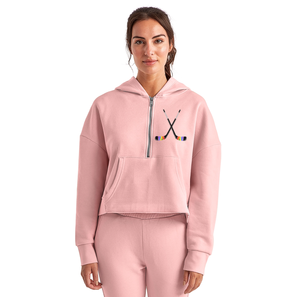 Pride Hockey Sticks Cropped Hoodie - light pink
