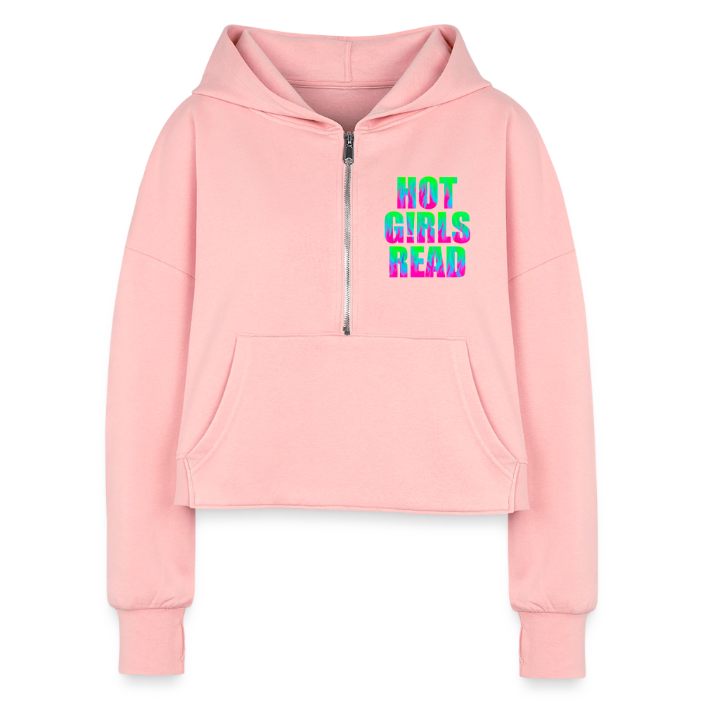 Hot GIRLS Read Cropped Hoodie - light pink