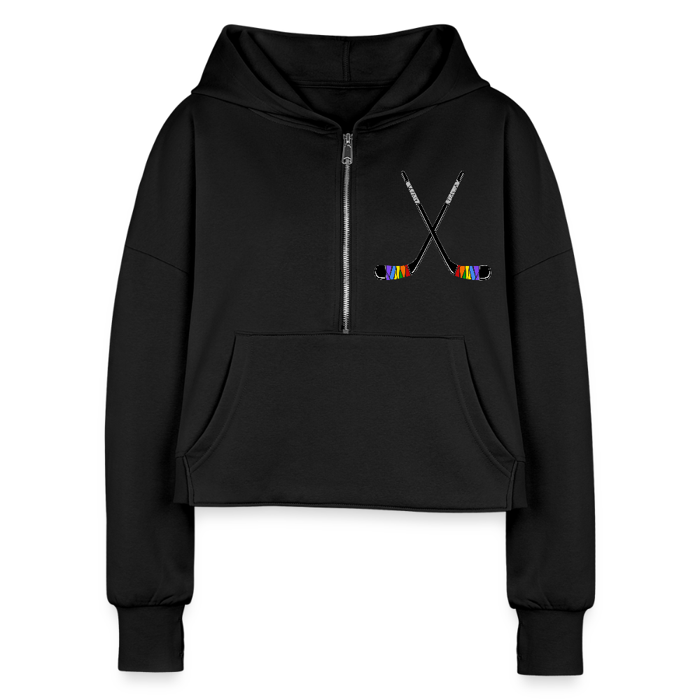 Pride Hockey Sticks Cropped Hoodie - black