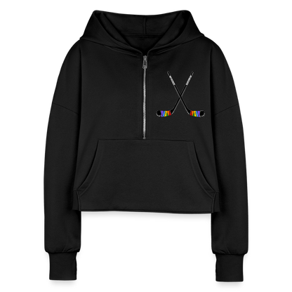 Pride Hockey Sticks Cropped Hoodie - black