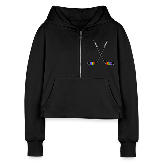 Pride Hockey Sticks Cropped Hoodie - black