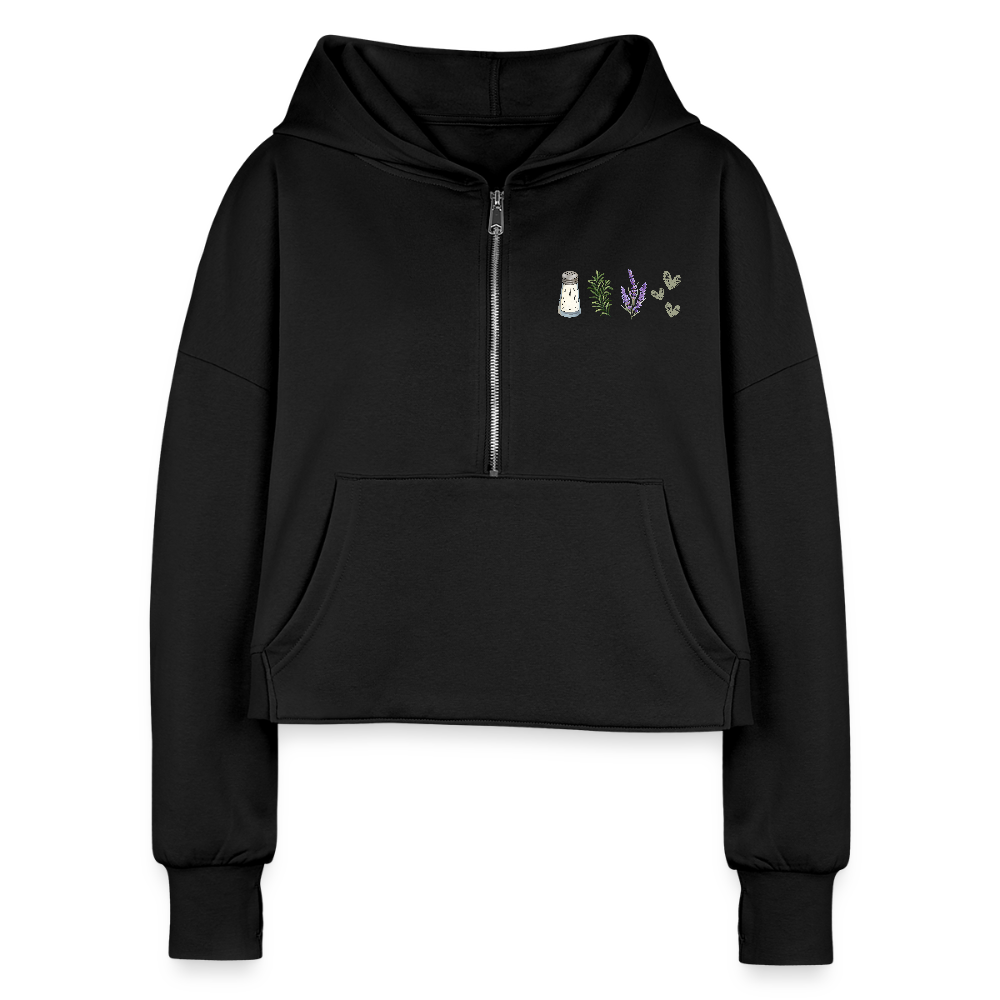 SRL & Love Half Zip Cropped Hoodie - black