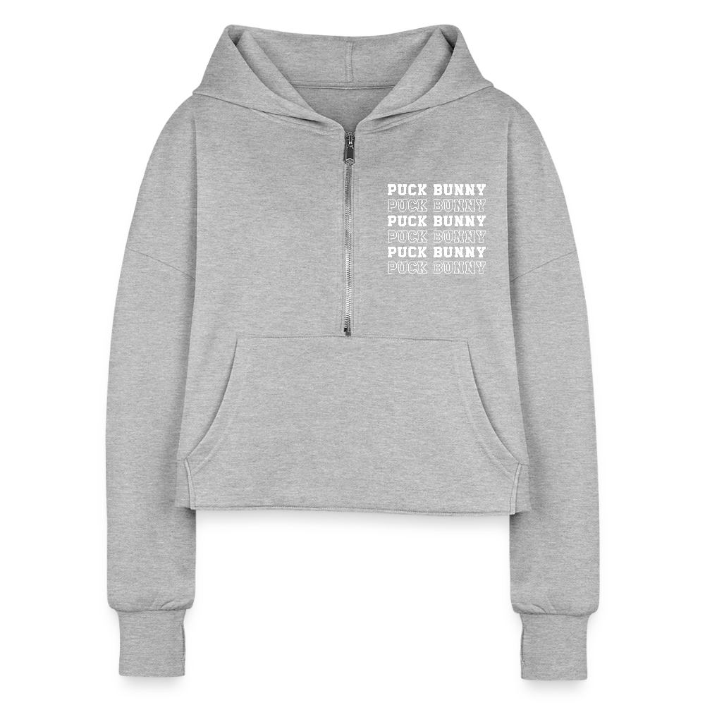 PUCK BUNNY Half Zip Cropped Hoodie - heather gray