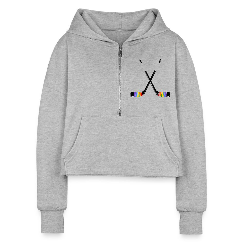 Pride Hockey Sticks Cropped Hoodie - heather gray