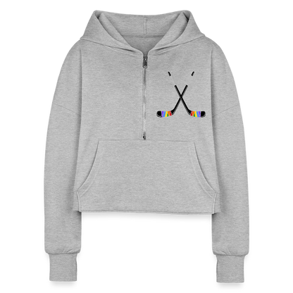 Pride Hockey Sticks Cropped Hoodie - heather gray