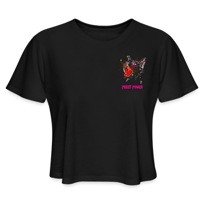 Pussy Power Cropped Tee - black