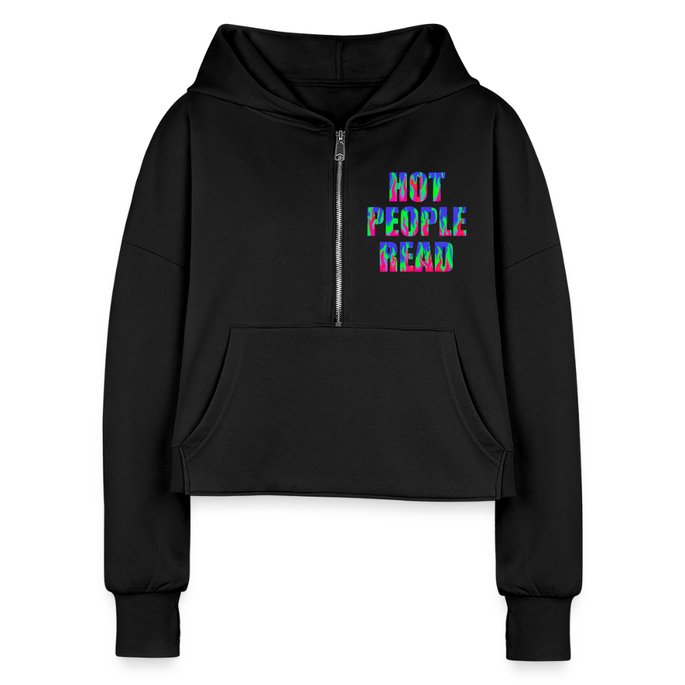 Hot People Read Cropped Hoodie - black