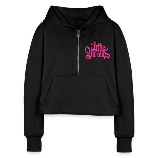 Little Villains (Hot Pink) Cropped Hoodie - black