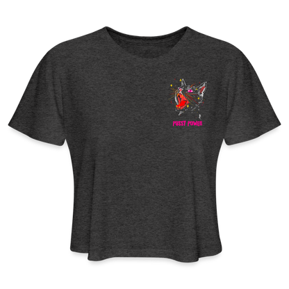 Pussy Power Cropped Tee - deep heather