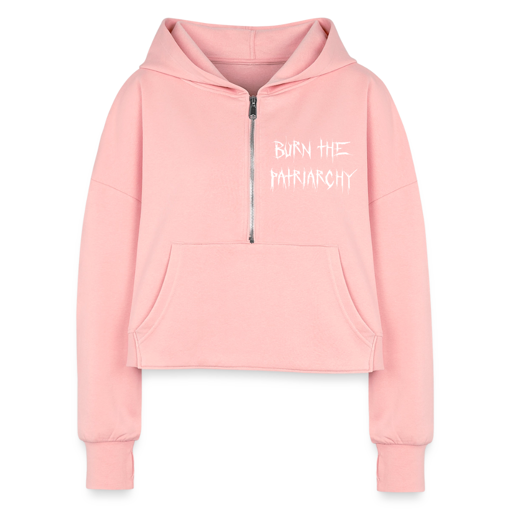 BURN THE PATRIARCHY Cropped Hoodie - light pink