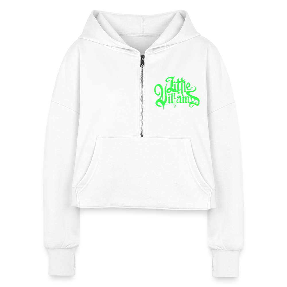 Little Villains (Green) Cropped Hoodie - white