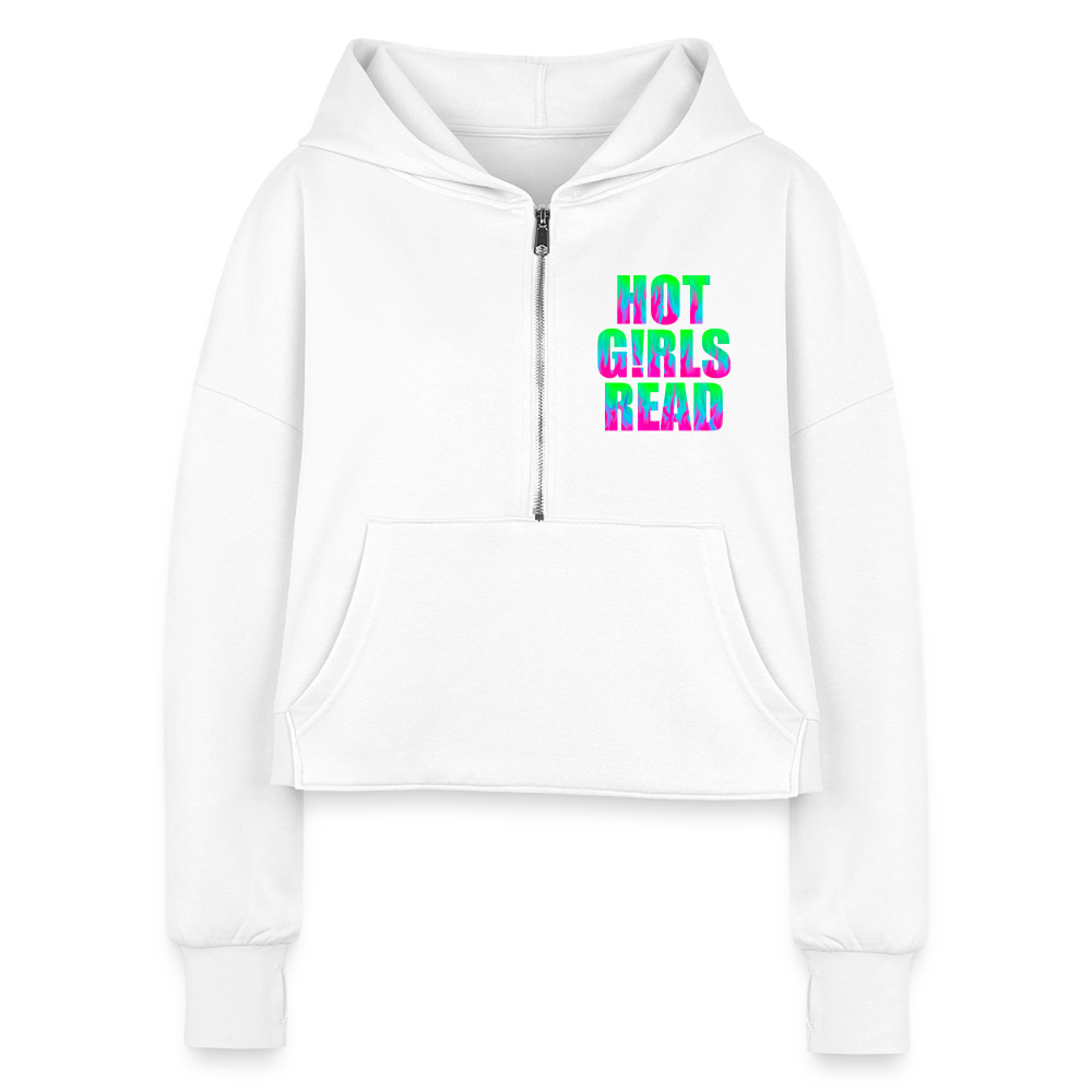 Hot GIRLS Read Cropped Hoodie - white