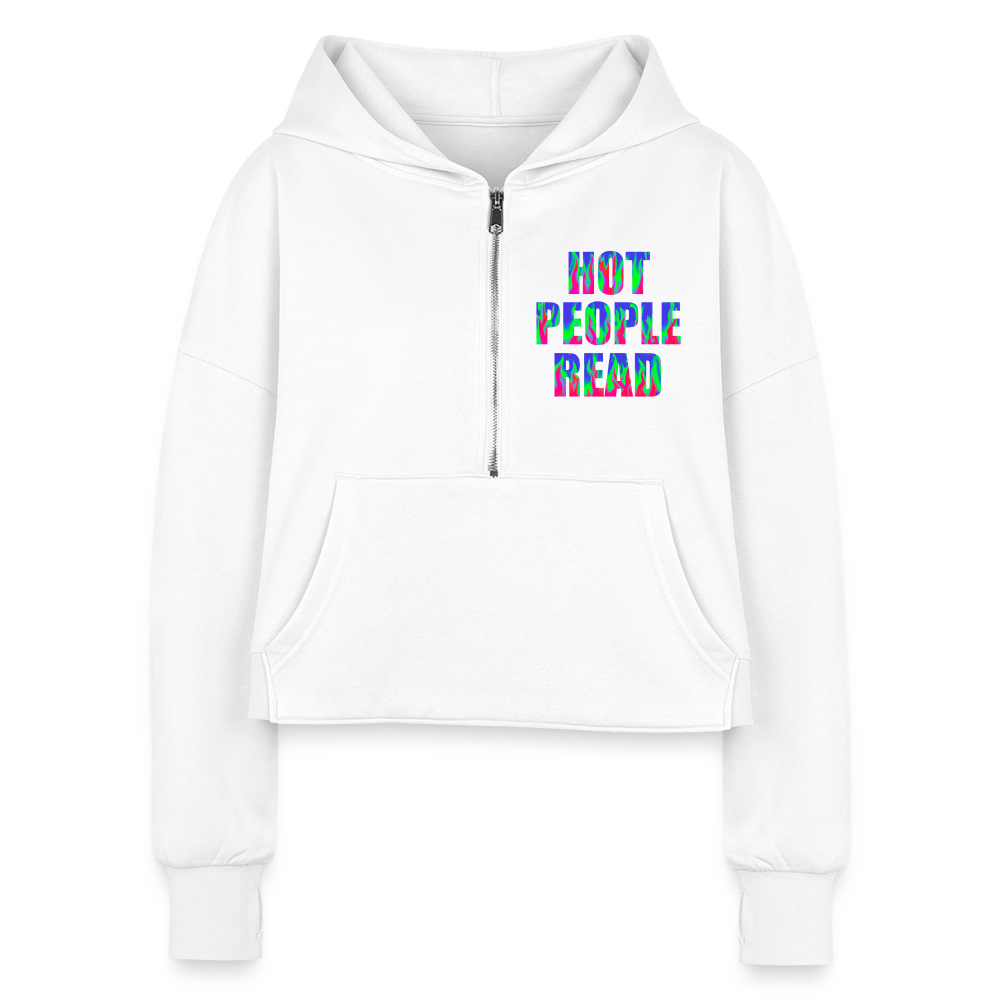 Hot People Read Cropped Hoodie - white