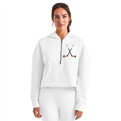 Pride Hockey Sticks Cropped Hoodie - white