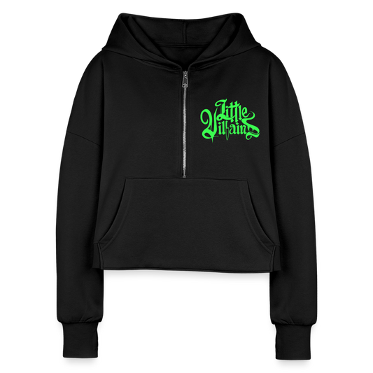 Little Villains (Green) Cropped Hoodie - black