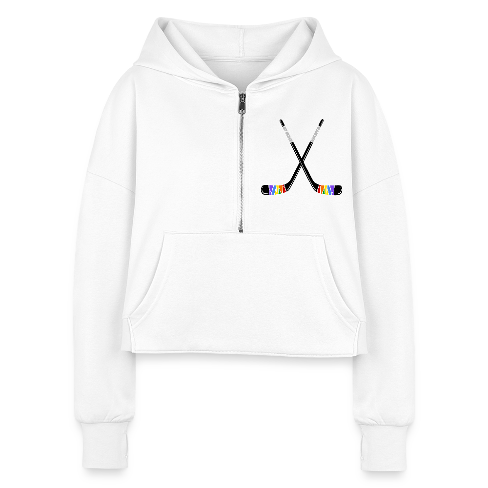 Pride Hockey Sticks Cropped Hoodie - white