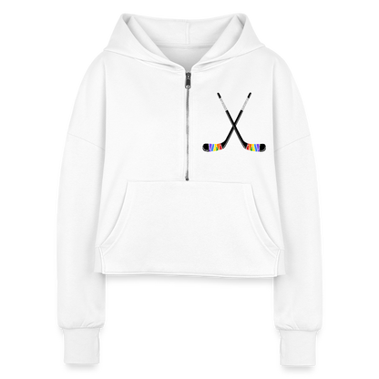 Pride Hockey Sticks Cropped Hoodie - white