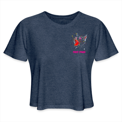 Pussy Power Cropped Tee - heather navy