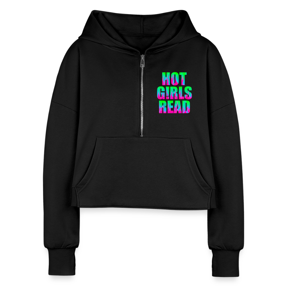 Hot GIRLS Read Cropped Hoodie - black
