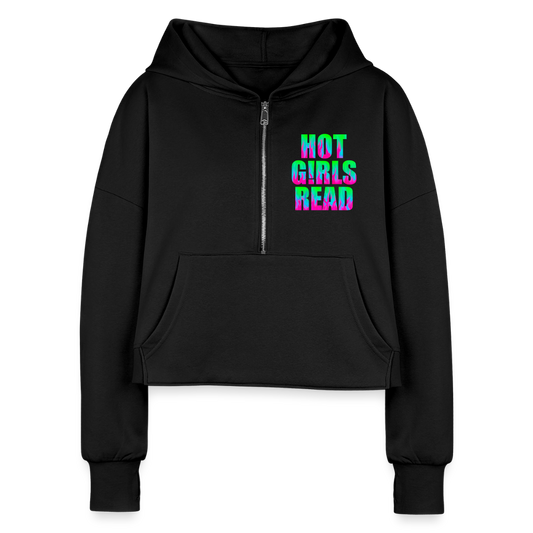 Hot GIRLS Read Cropped Hoodie - black
