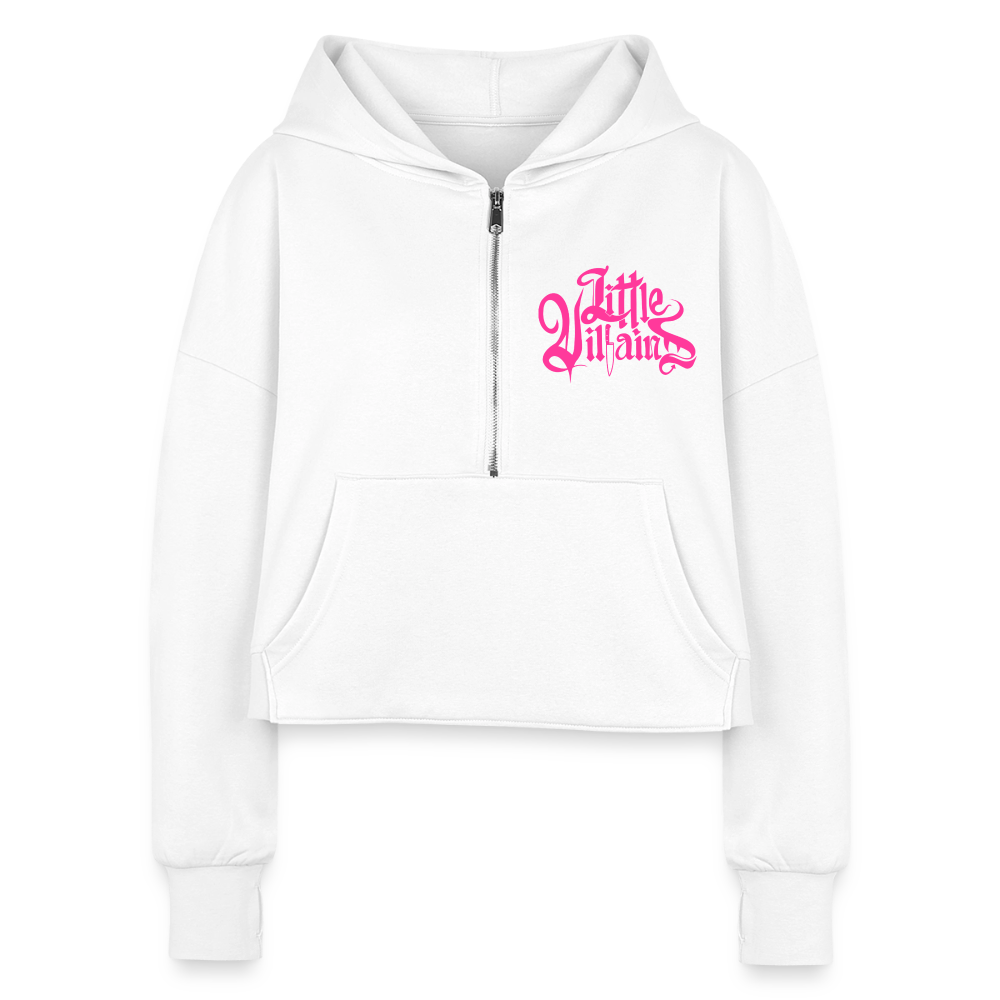 Little Villains (Hot Pink) Cropped Hoodie - white