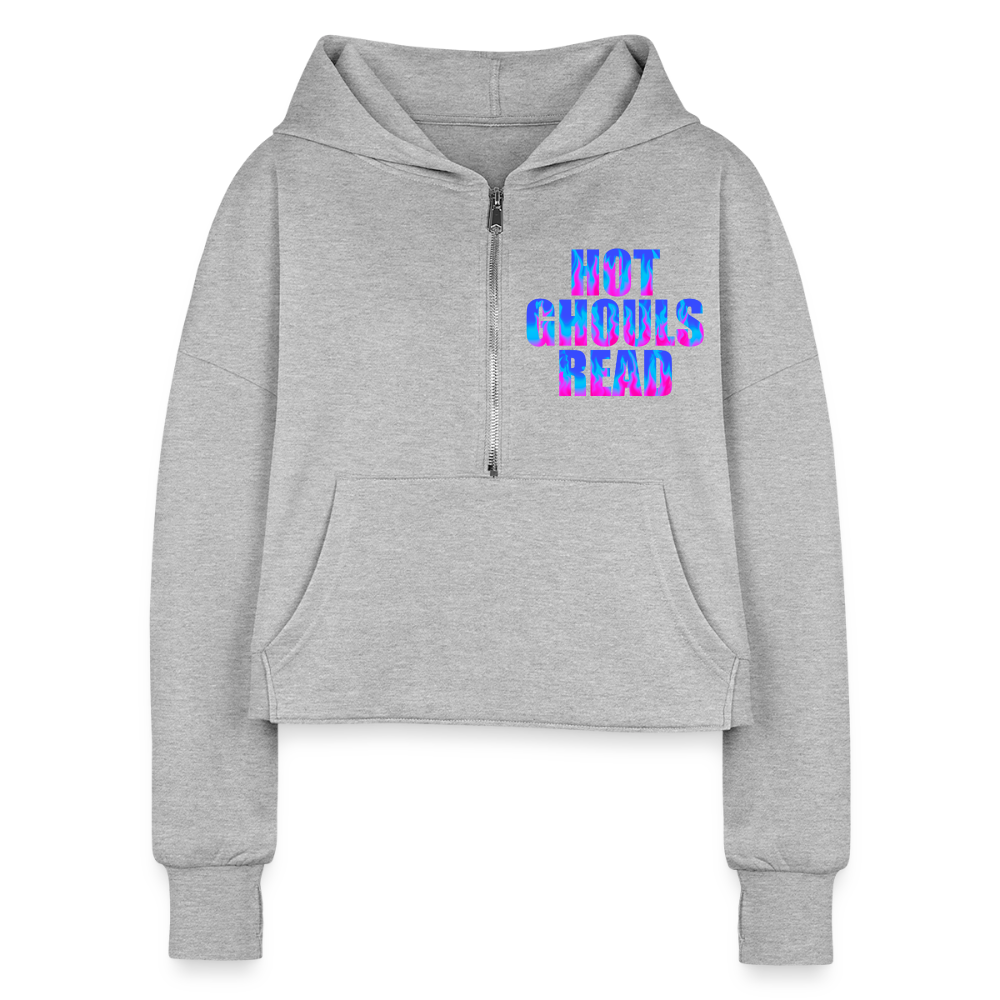 Hot GHOULS Read Cropped Hoodie - heather gray