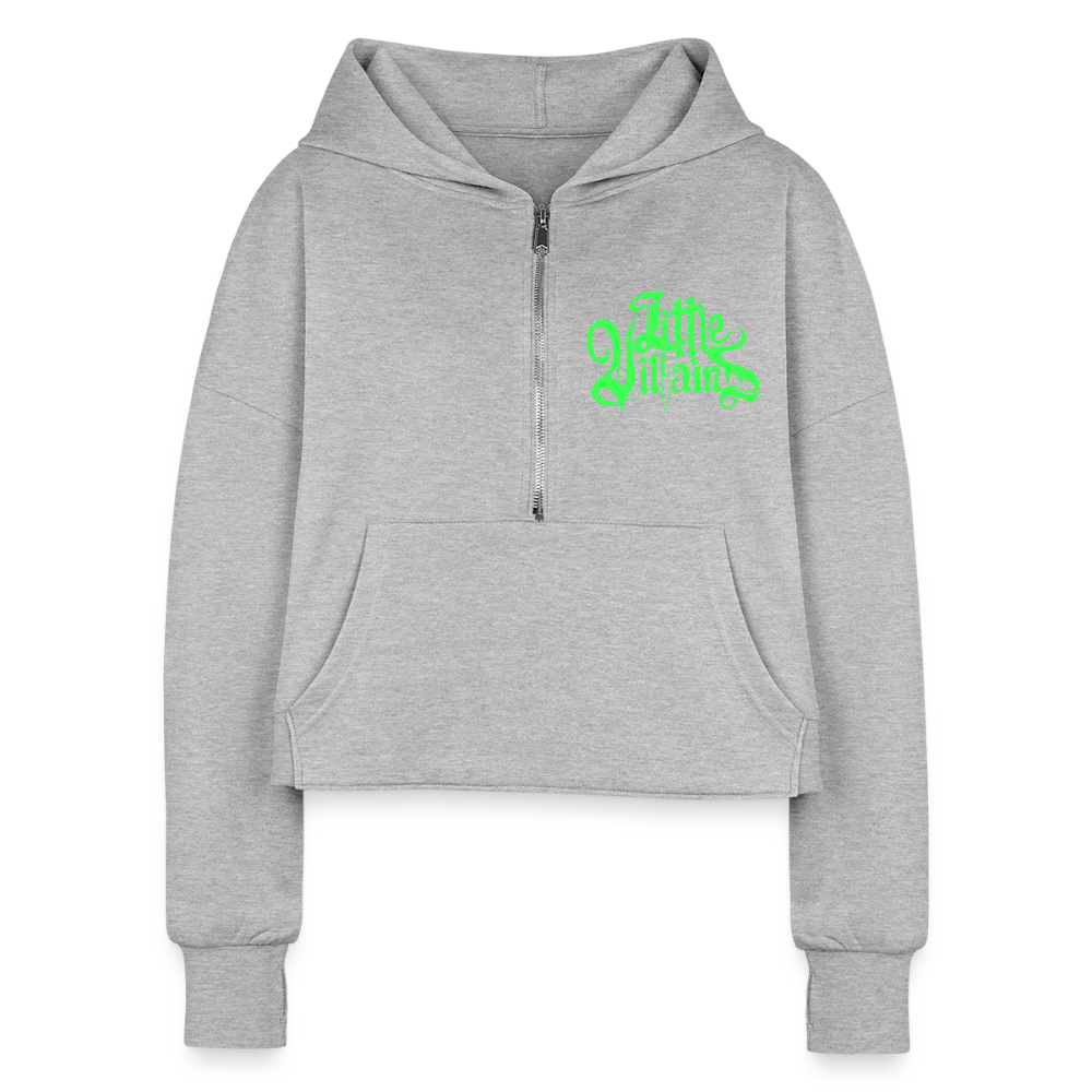 Little Villains (Green) Cropped Hoodie - heather gray