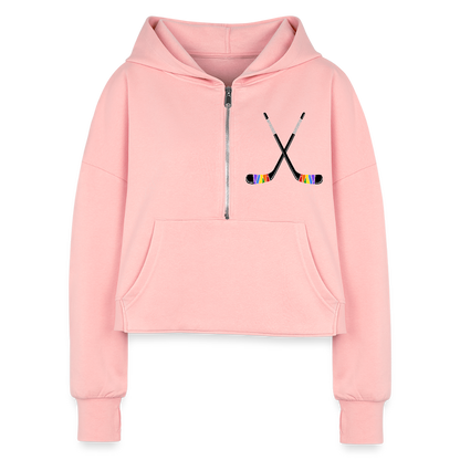 Pride Hockey Sticks Cropped Hoodie - light pink