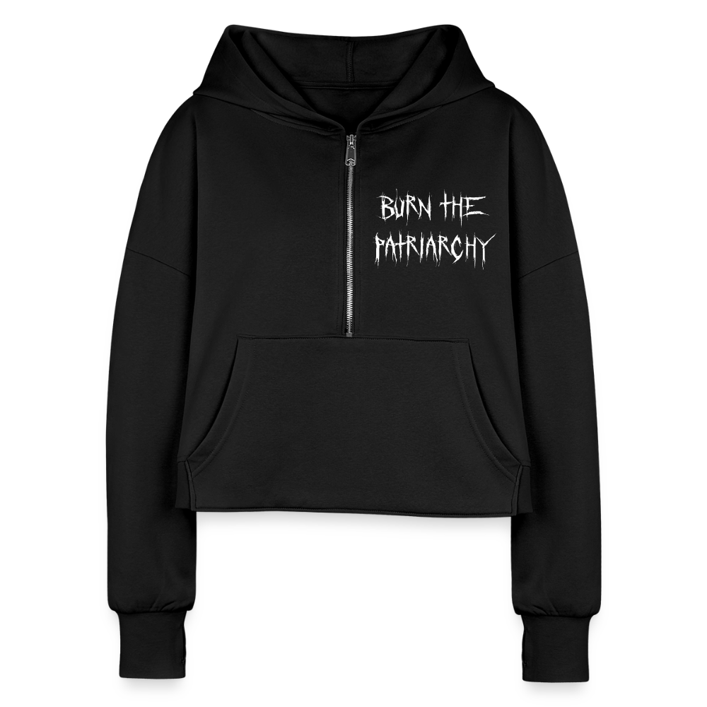 BURN THE PATRIARCHY Cropped Hoodie - black