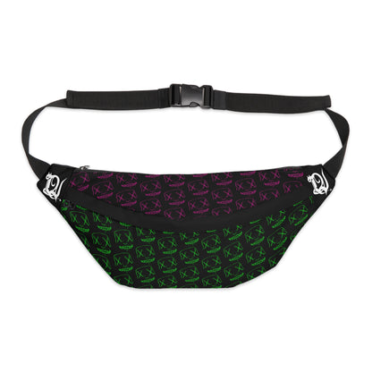 Pink & Green Masks (pattern) Large Fanny Pack