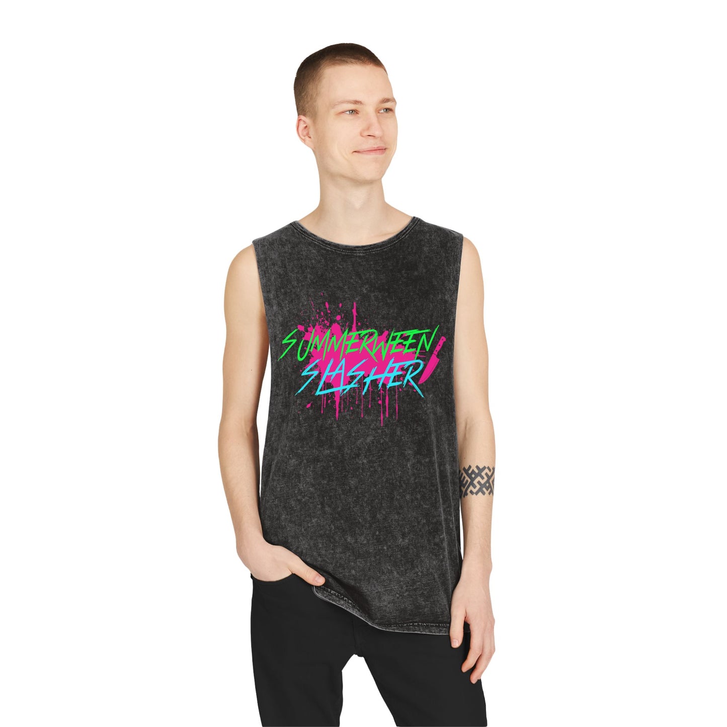 Summerween Slasher Unisex Stonewash Tank