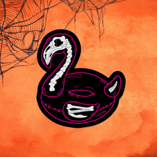 Skeleton Flamingo Die-Cut Sticker